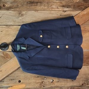 Vtg Lauren Ralph Lauren Navy Blue Blazer 3 Gold Buttons